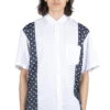Cotton X Poly Lawn Dots Print Shirt - White X Navy