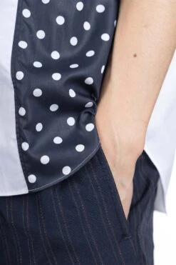 Cotton X Poly Lawn Dots Print Shirt - White X Navy -Modish Attire Store Comme Des Garcons Homme Cotton x Poly Lawn Dots Print Shirt White x Navy HM B020 2 06