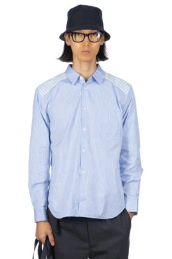 Contrast Pattern Shirt - Sax X White X Navy