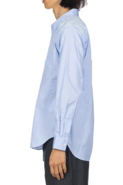 Contrast Pattern Shirt - Sax X White X Navy -Modish Attire Store Comme Des Garcons Homme Deux Contrast Pattern Shirt Sax x White x Navy DL B028 03