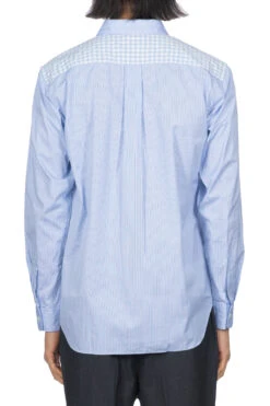 Contrast Pattern Shirt - Sax X White X Navy -Modish Attire Store Comme Des Garcons Homme Deux Contrast Pattern Shirt Sax x White x Navy DL B028 04