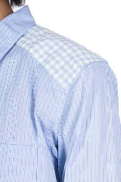 Contrast Pattern Shirt - Sax X White X Navy -Modish Attire Store Comme Des Garcons Homme Deux Contrast Pattern Shirt Sax x White x Navy DL B028 06