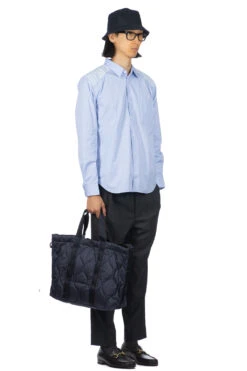 Contrast Pattern Shirt - Sax X White X Navy -Modish Attire Store Comme Des Garcons Homme Deux Contrast Pattern Shirt Sax x White x Navy DL B028 07