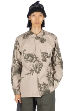 Classic Shirt - Khaki Pinecone Print French Twill