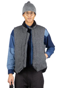 LL Vest - Grey Poly Wool Herringbone