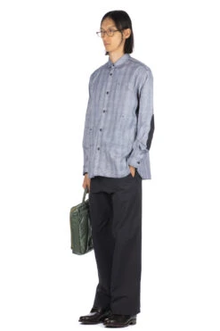 Checker Shirt With Elbow Patch - White Black X Black -Modish Attire Store Junya Watanabe MAN Checker Shirt With Elbow Patch White Black x Black WL B003 19