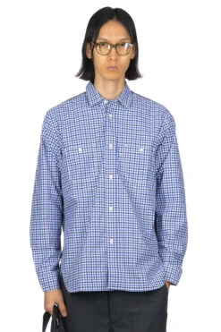 Contrast Checker Shirt - White Blue Black X Blue