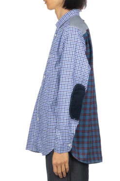 Contrast Checker Shirt - White Blue Black X Blue -Modish Attire Store Junya Watanabe MAN Contrast Checker Shirt White Blue Black x Blue WL B006 03