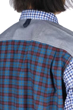 Contrast Checker Shirt - White Blue Black X Blue -Modish Attire Store Junya Watanabe MAN Contrast Checker Shirt White Blue Black x Blue WL B006 06