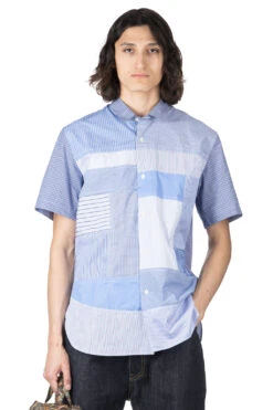 Cotton Check X Cottone Stripe Mix Shirt
