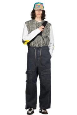 14oz Denim SHOVEL Baggy Pants - Black X Natural