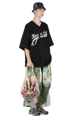 16/-Densed Jersey Baseball Shirt (BONE) - Black -Modish Attire Store Kapital 16 Densed Jersey Baseball Shirt BONE Black EK 1639SC 17 m