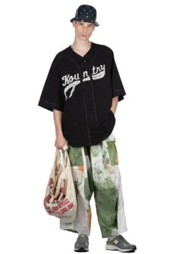 16/-Densed Jersey Baseball Shirt (BONE) - Black -Modish Attire Store Kapital 16 Densed Jersey Baseball Shirt BONE Black EK 1639SC 18 m