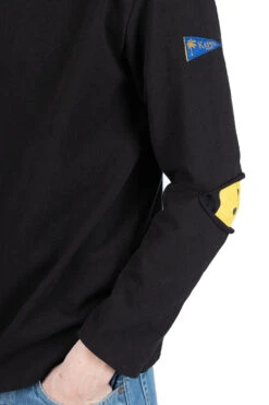 16/- Densed Jersey Elbow-Rip Boatneck Long Sleeve T - Black -Modish Attire Store Kapital 16 Densed Jersey Elbow Rip Boatneck Long Sleeve T Black K2303LC077 BLK AC 05 m