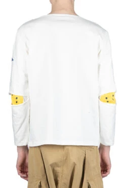 16/- Densed Jersey Elbow-Rip Boatneck Long Sleeve T - White -Modish Attire Store Kapital 16 Densed Jersey Elbow Rip Boatneck Long Sleeve T White K2303LC077 WH NOE 04 m
