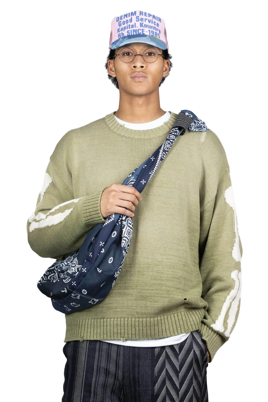 Front Page 8 Front Page -Modish Attire Store Kapital 5G Cotton Knit BONE Crew Sweater Khaki EK 1077KN KHA 01 m