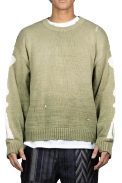 5G Cotton Knit BONE Crew Sweater - Khaki -Modish Attire Store Kapital 5G Cotton Knit BONE Crew Sweater Khaki EK 1077KN KHA 03 m