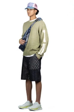 5G Cotton Knit BONE Crew Sweater - Khaki -Modish Attire Store Kapital 5G Cotton Knit BONE Crew Sweater Khaki EK 1077KN KHA 08 m