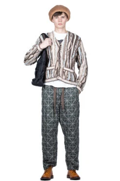 8oz Color Denim FOLK-DOJO Sashiko EASY Pants - Green