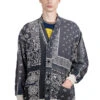 Fleecy Knit Bandana BIVOUAC Cardigan - Black