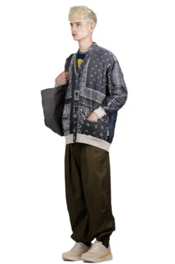 Fleecy Knit Bandana BIVOUAC Cardigan - Black -Modish Attire Store Kapital Fleecy Knit Bandana BIVOUAC Cardigan Black K1910LC072 BLK 29 m