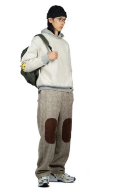 Herringbone Heavy Fleece Easy Tapered Pants - Beige X Khaki -Modish Attire Store Kapital Herringbone Heavy Fleece Easy Tapered Pants Beige x Khaki K2110LP117 22 m