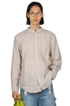 Linen CHIMA-MON Stand Collar Shirt