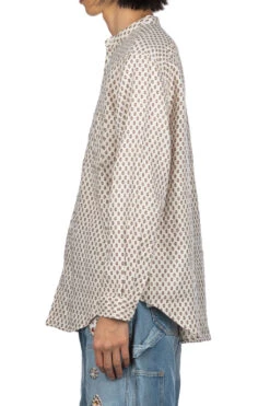 Linen CHIMA-MON Stand Collar Shirt -Modish Attire Store Kapital Linen CHIMA MON Stand Collar Shirt K2304LS108 noe 03 m