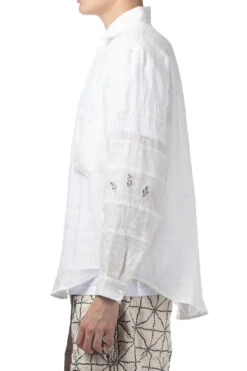 Linen Drawn Work Hippie Sleeve Shirt -Modish Attire Store Kapital Linen Drawn Work Hippie Sleeve Shirt EK 1409LS WH noe 03 m