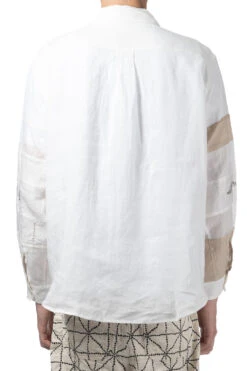 Linen Drawn Work Hippie Sleeve Shirt -Modish Attire Store Kapital Linen Drawn Work Hippie Sleeve Shirt EK 1409LS WH noe 04 m