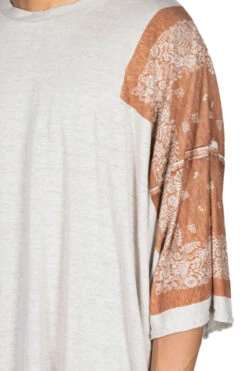 Linen Jersey Bandana HUGE-T (Botanical) - L. Brown -Modish Attire Store Kapital Linen Jersey Bandana HUGE T Botanical L Brown K2205SC125 LBR 37 m