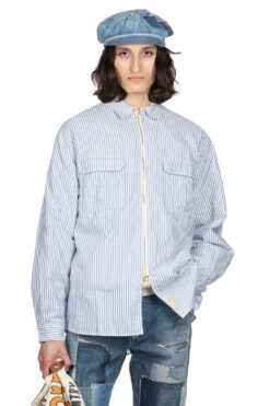 OX Stripe Drizzler Work Shirt - Blue