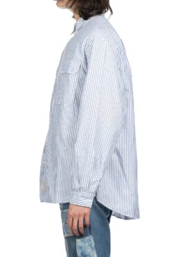 OX Stripe Drizzler Work Shirt - Blue -Modish Attire Store Kapital OX Stripe Drizzler Work Shirt Blue K2309LS070 BL 03