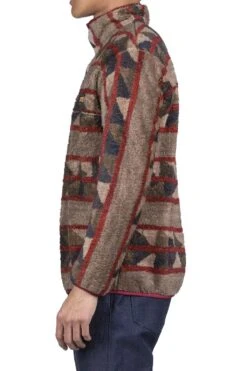 PUEBLO Stripe Fleece Pullover - Red X Brown -Modish Attire Store Kapital PUEBLO Stripe Fleece Pullover Red x Brown K2210LC105 noe 03 m