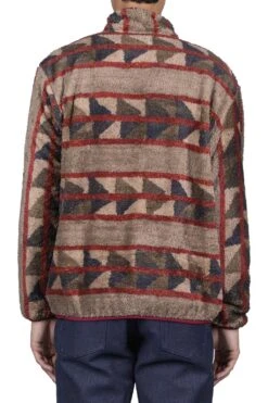 PUEBLO Stripe Fleece Pullover - Red X Brown -Modish Attire Store Kapital PUEBLO Stripe Fleece Pullover Red x Brown K2210LC105 noe 04 m