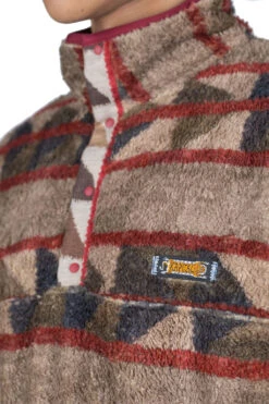 PUEBLO Stripe Fleece Pullover - Red X Brown -Modish Attire Store Kapital PUEBLO Stripe Fleece Pullover Red x Brown K2210LC105 noe 05 m