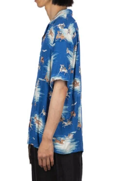 Rayon KAMIKAZE Aloha Shirt - Blue -Modish Attire Store Kapital Rayon KAMIKAZE Aloha Shirt Blue K2305SS196 03 m