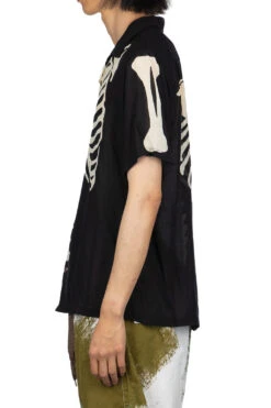 Silk Rayon BONE Aloha Shirt - Black -Modish Attire Store Kapital Silk Rayon BONE Aloha Shirt Black K2306SS216 EK 1635SS 03 m