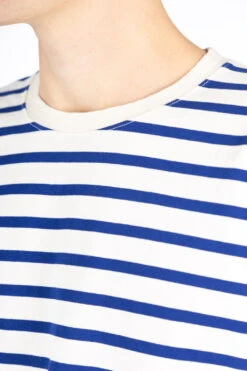 Stripe Jersey Crew LS Tee (PROFILE RAINBOWY Patch) - Ecru X Blue -Modish Attire Store Kapital Stripe Jersey Crew LS Tee PROFILE RAINBOWY Patch Ecru x Blue EK 1624LC NBL 05 m