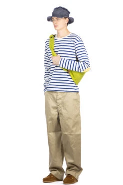 Stripe Jersey Crew LS Tee (PROFILE RAINBOWY Patch) - Ecru X Blue -Modish Attire Store Kapital Stripe Jersey Crew LS Tee PROFILE RAINBOWY Patch Ecru x Blue EK 1624LC NBL 07 m