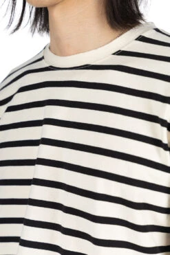 Stripe Jersey Crew LS Tee (RAINBOWY Patch) - Black X Natural -Modish Attire Store Kapital Stripe Jersey Crew LS Tee RAINBOWY Patch Black x Natural EK 1432 BNA 05 m