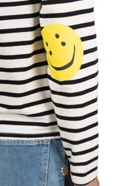 Stripe Jersey Crew LS Tee (RAINBOWY Patch) - Black X Natural -Modish Attire Store Kapital Stripe Jersey Crew LS Tee RAINBOWY Patch Black x Natural EK 1432 BNA 06 m