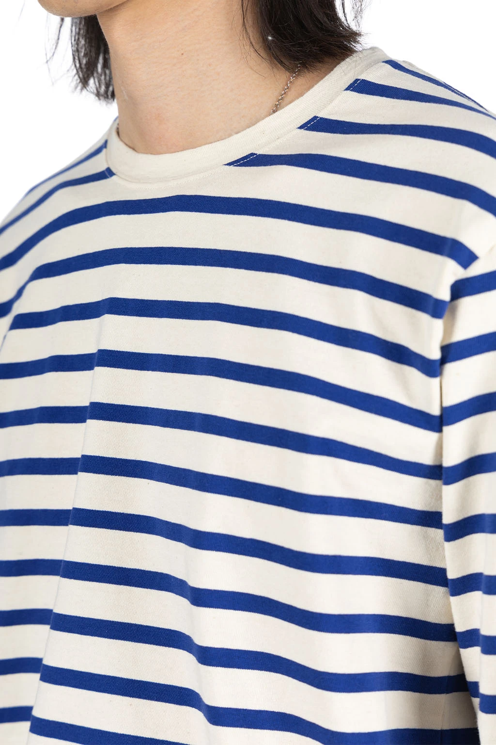 Stripe Jersey Crew LS Tee (RAINBOWY Patch) - Natural X Blue 5 Stripe Jersey Crew LS Tee (RAINBOWY Patch) - Natural X Blue - Image 5