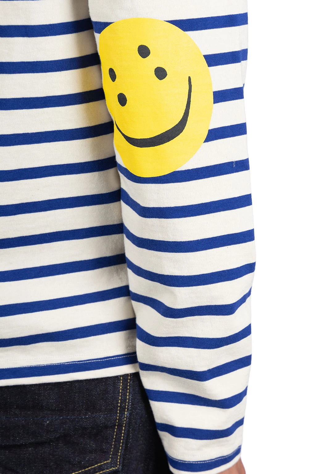 Stripe Jersey Crew LS Tee (RAINBOWY Patch) - Natural X Blue 6 Stripe Jersey Crew LS Tee (RAINBOWY Patch) - Natural X Blue - Image 6