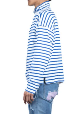 Stripe Jersey GANDHI Long Sleeve T - White X Blue -Modish Attire Store Kapital Stripe Jersey GANDHI Long Sleeve T White x Blue EK 1259 WBL 03 m