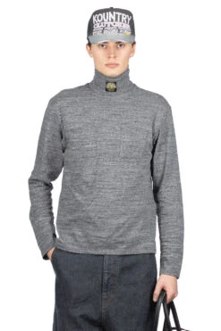 Front Page 18 TOP Jersey High Neck Pocket Long Sleeve T - Charcoal