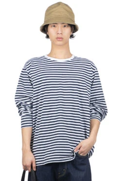 COOLMAX Stripe Jersey LS Tee - Navy X White