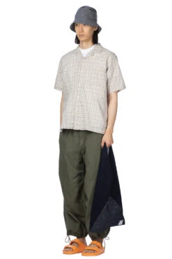 Open Collar Panama Plaid SS Shirt - Beige -Modish Attire Store Nanamica Open Collar Panama Plaid SS Shirt Beige SUGS411U BE 07 m