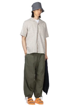 Open Collar Panama Plaid SS Shirt - Beige -Modish Attire Store Nanamica Open Collar Panama Plaid SS Shirt Beige SUGS411U BE 08 m