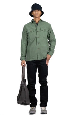 US Army Fatigue Shirt (Vintage Washed) - Green Used -Modish Attire Store OrSlow US Army Fatigue Shirt Vintage Washed Green Used 03 8045 216 06a